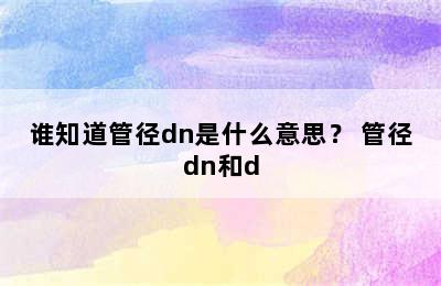 谁知道管径dn是什么意思？ 管径dn和d